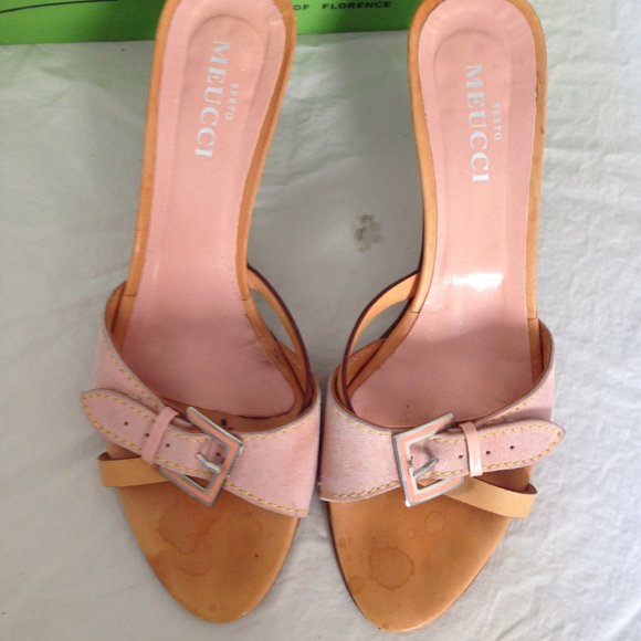Woman's Sesto Meucci, Cream/Pink Sandal used 7.5 - Picture 1 of 6